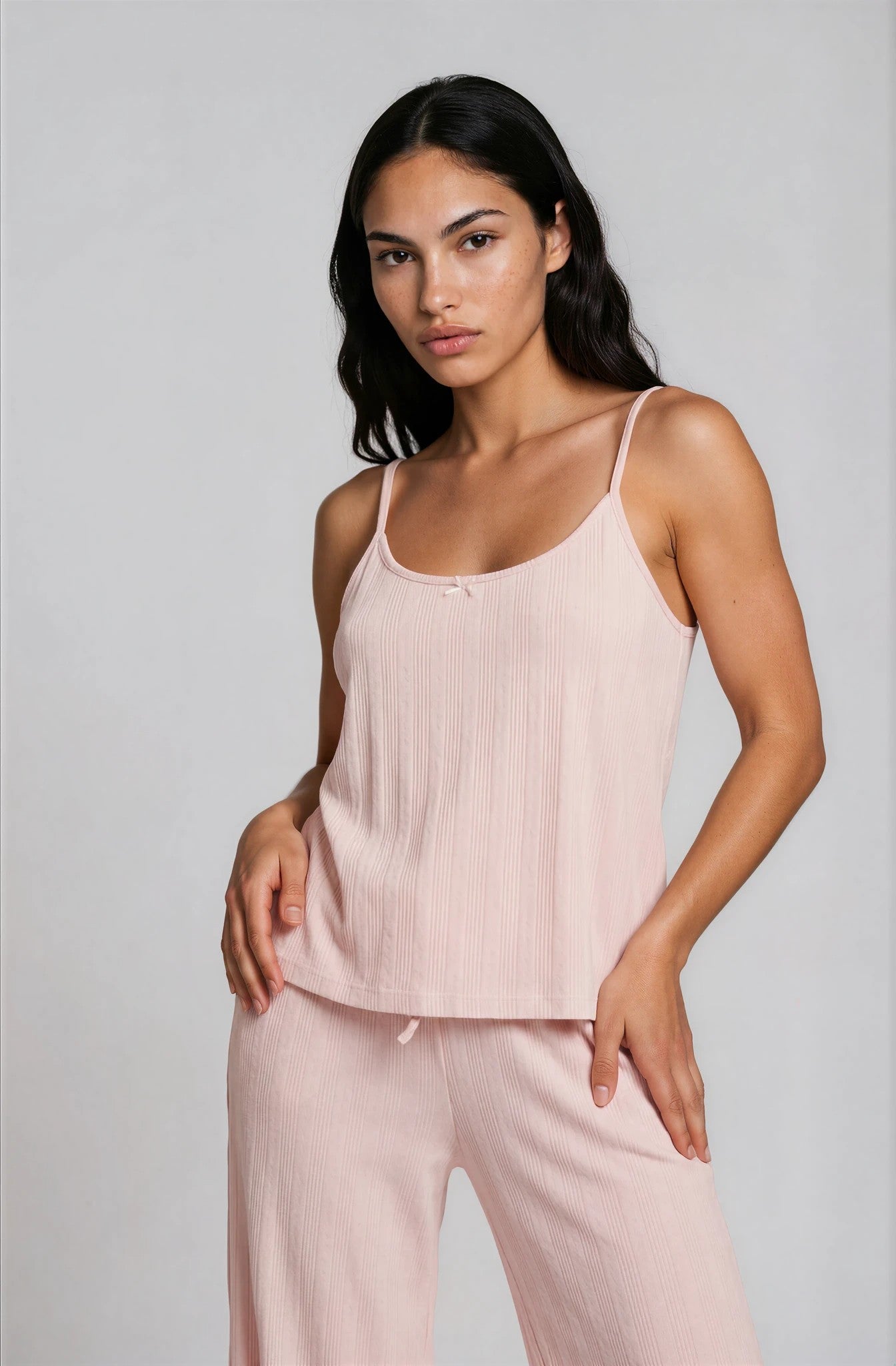 Camisole-Pyjama in Rosé mit Spaghettiträgern