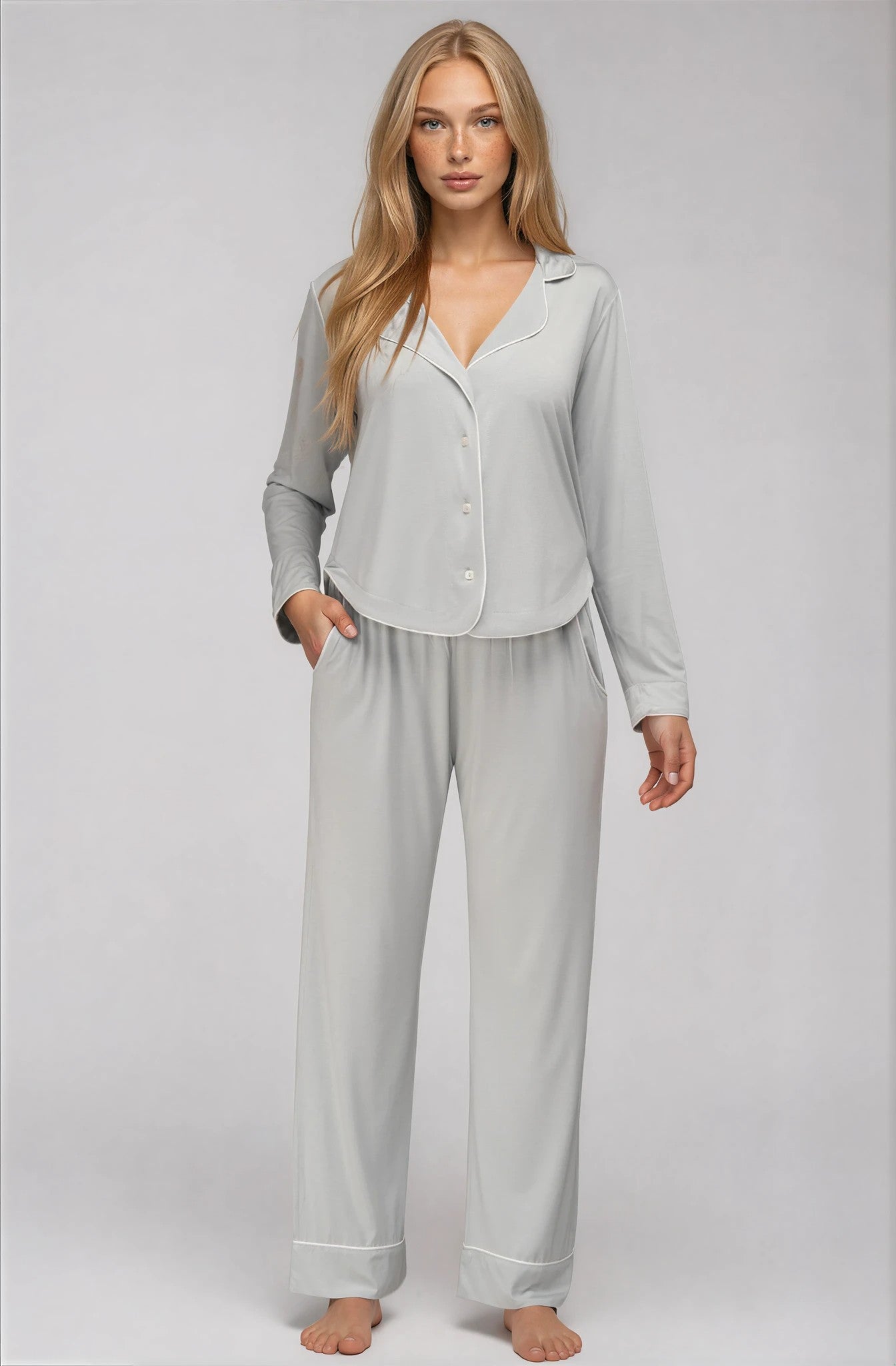 Damen Schlafanzug – EcoVero™ Viskose, Sage Green