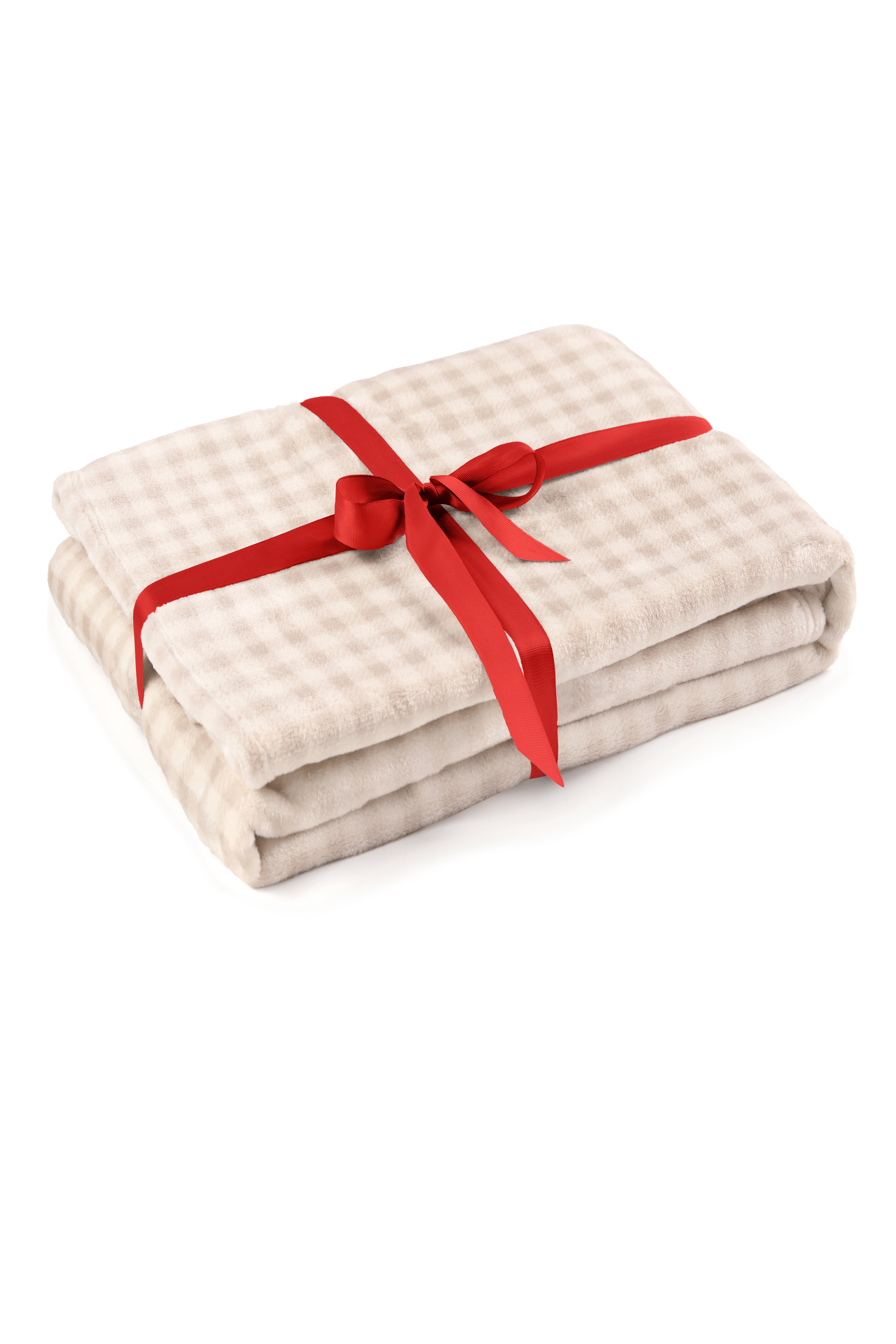 Kuscheldecke 150×200 cm – Sofadecke in Beige mit feiner Karostruktur