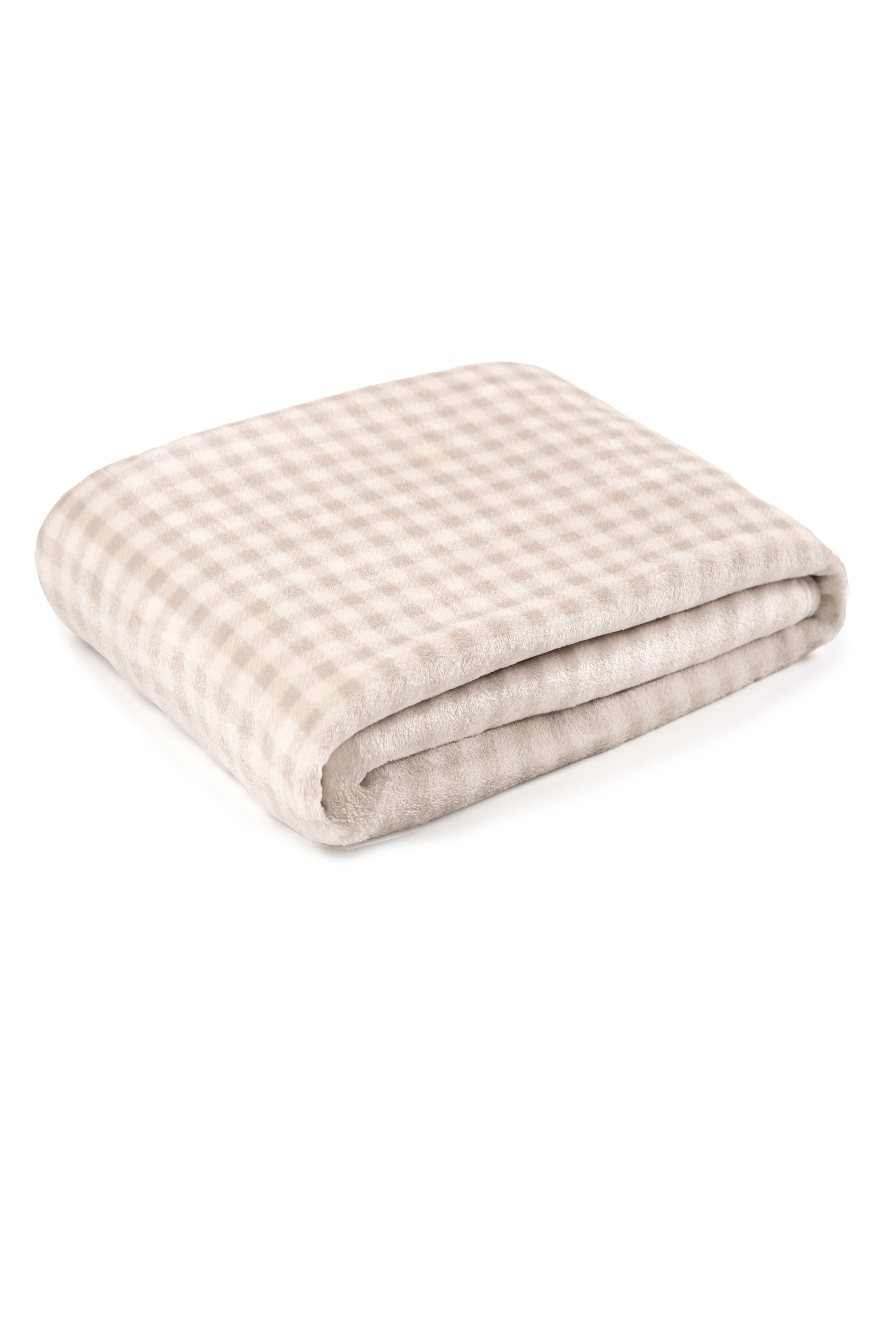 Kuscheldecke 150×200 cm – Sofadecke in Beige mit feiner Karostruktur