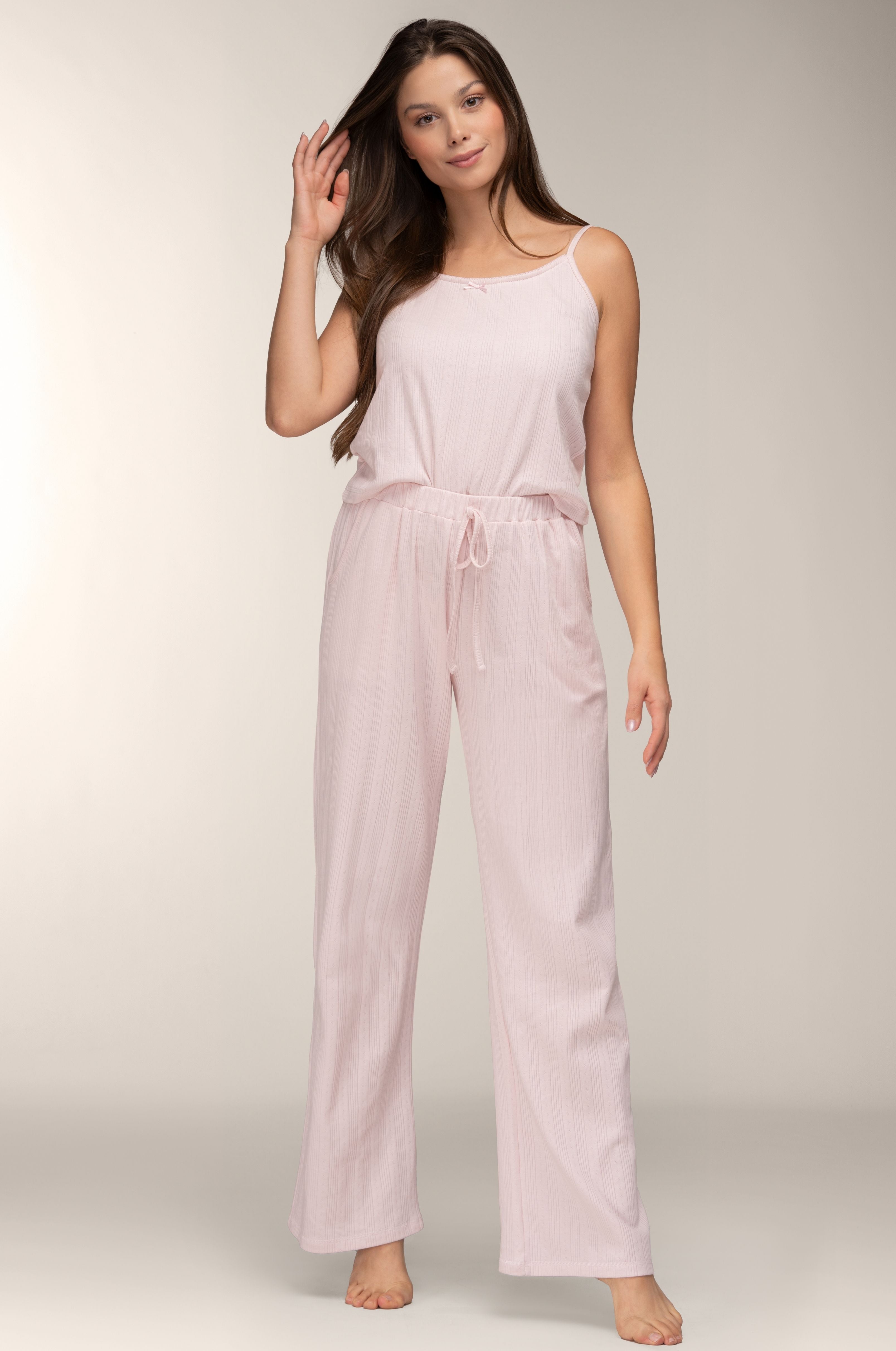 Camisole-Pyjama in Rosé mit Spaghettiträgern