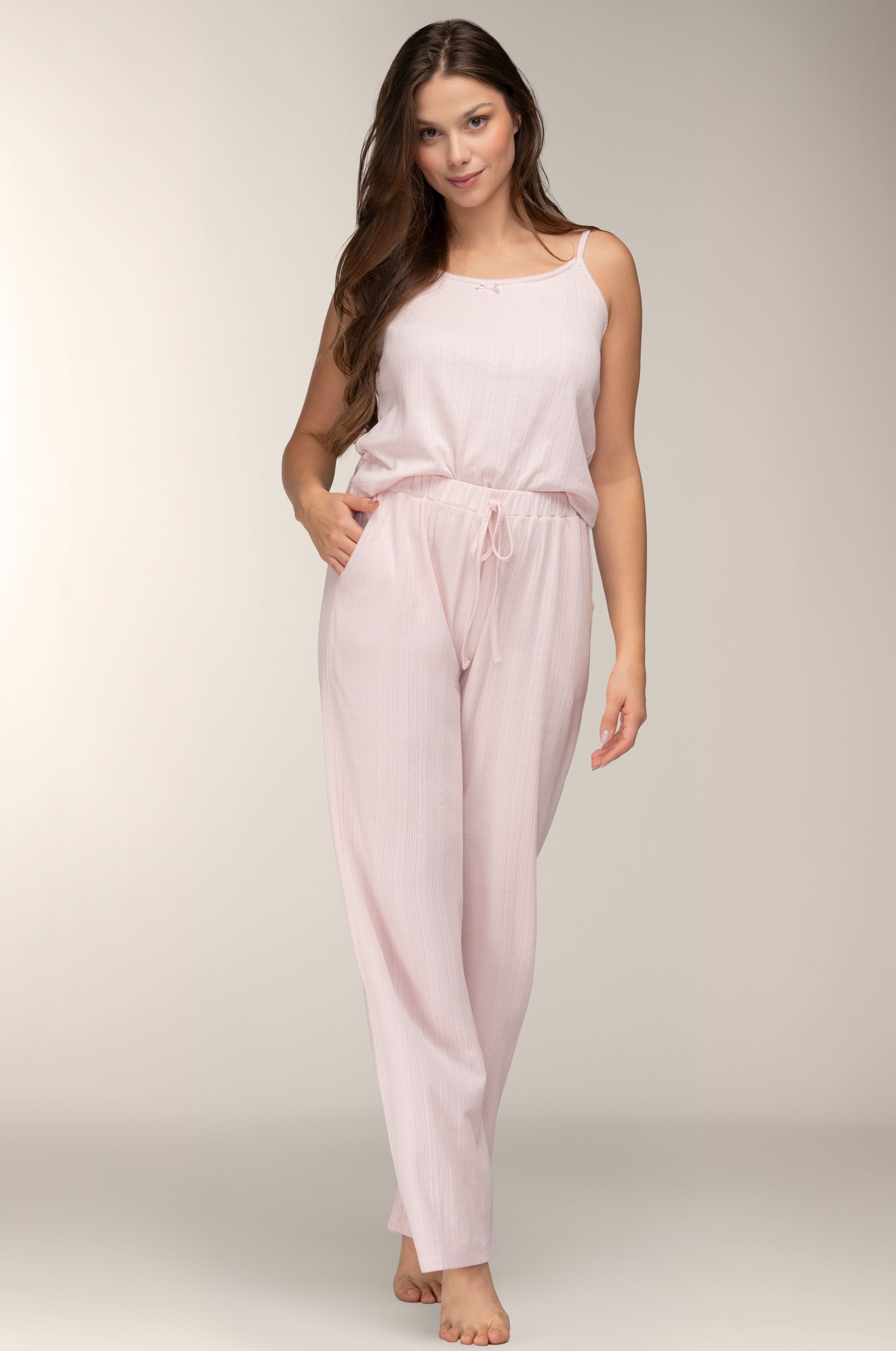 Camisole-Pyjama in Rosé mit Spaghettiträgern