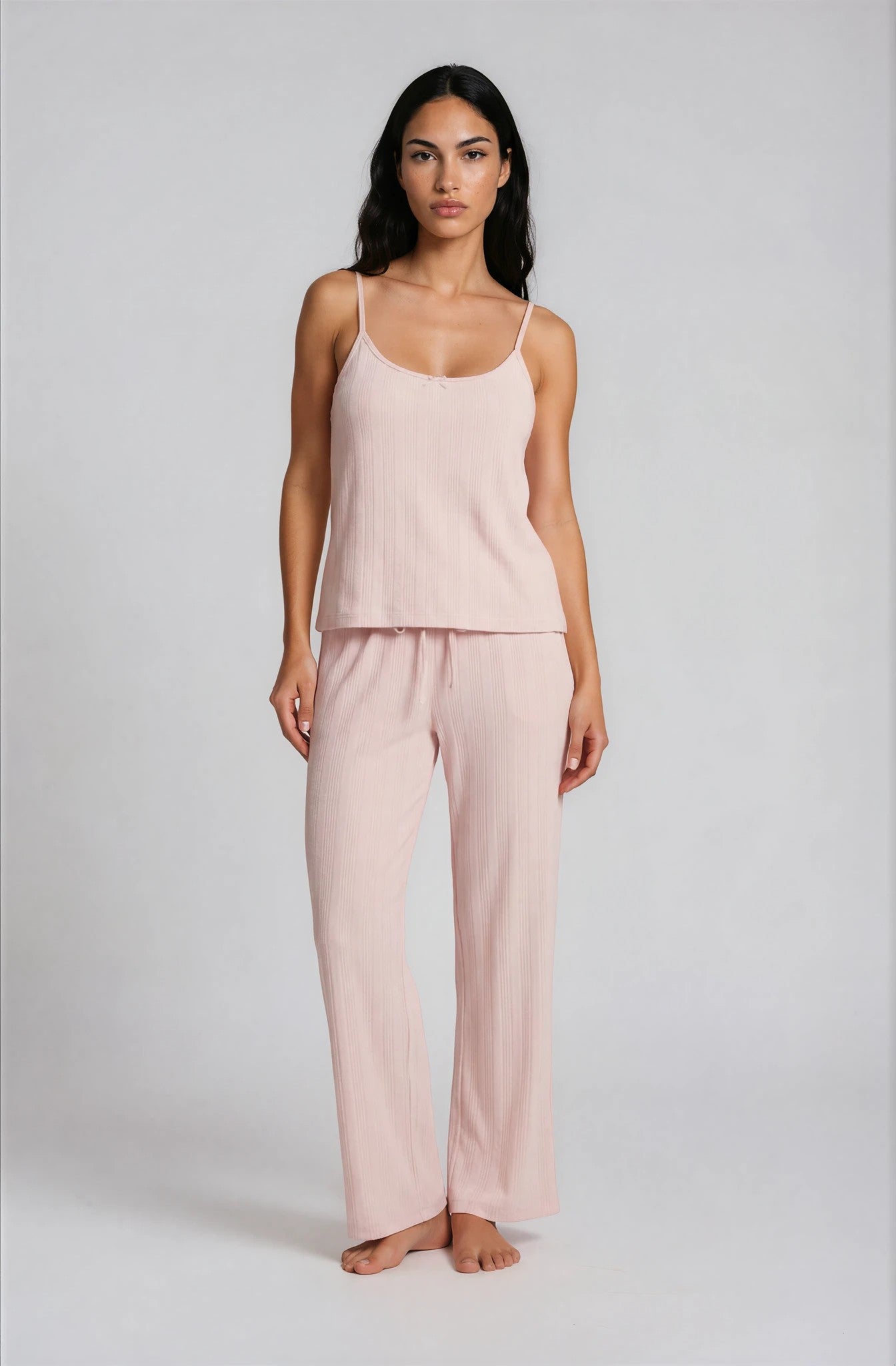 Camisole-Pyjama in Rosé mit Spaghettiträgern