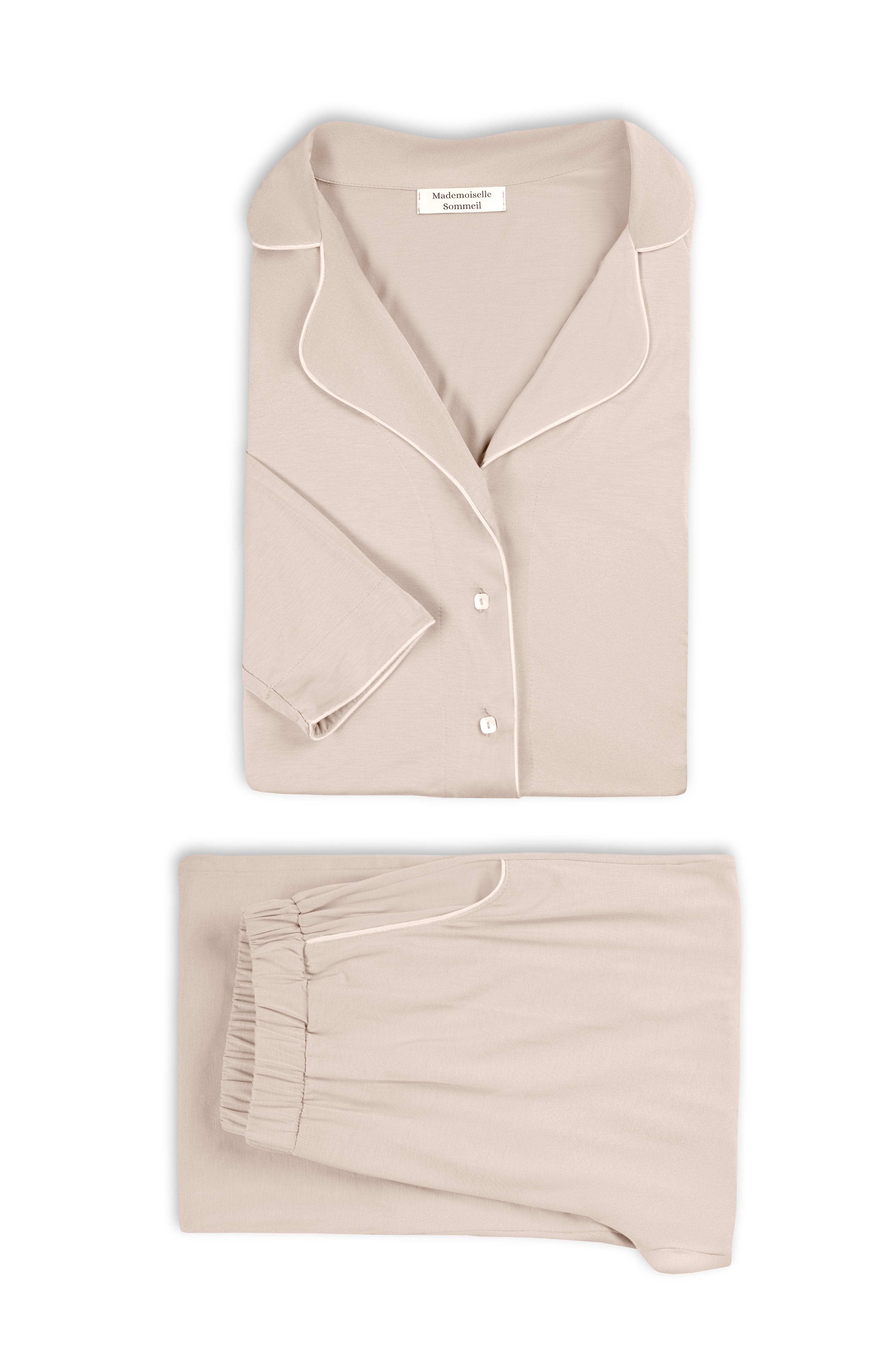 Damen Schlafanzug aus EcoVero™ Viskose in zartem Taupe