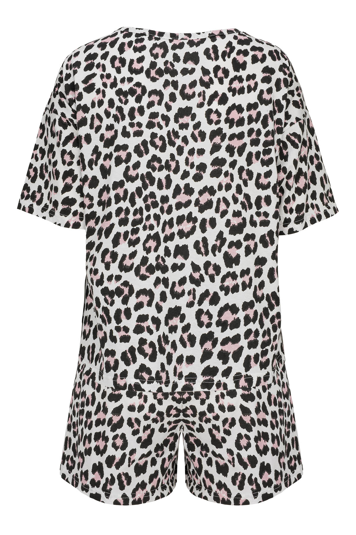 Shorty-Pyjama-Damen-Halbarm-Leopardenprint-Allover-Rückansicht-freigestelltl